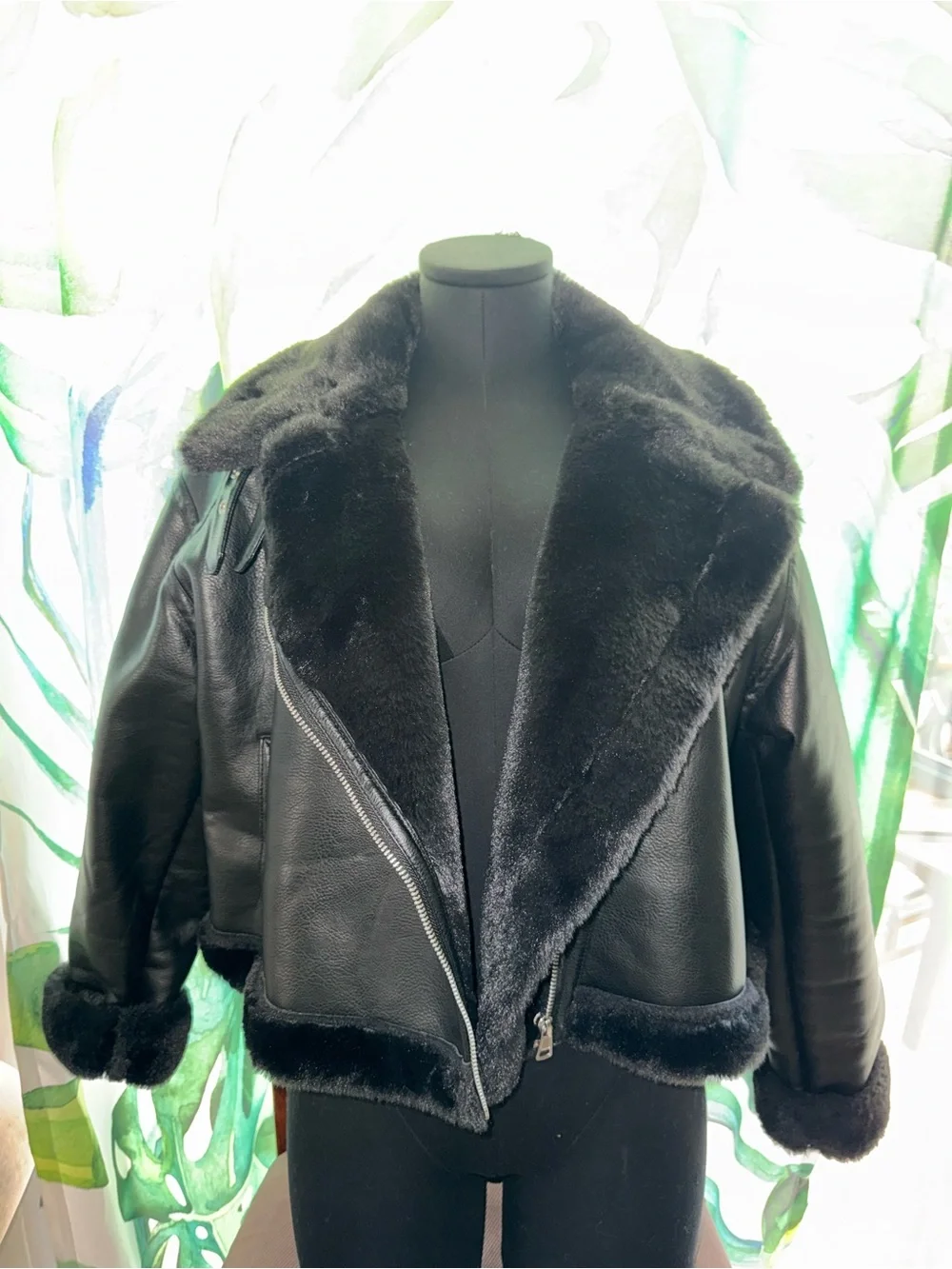 H&M Black Faux Shearling Leather Jacket - Women